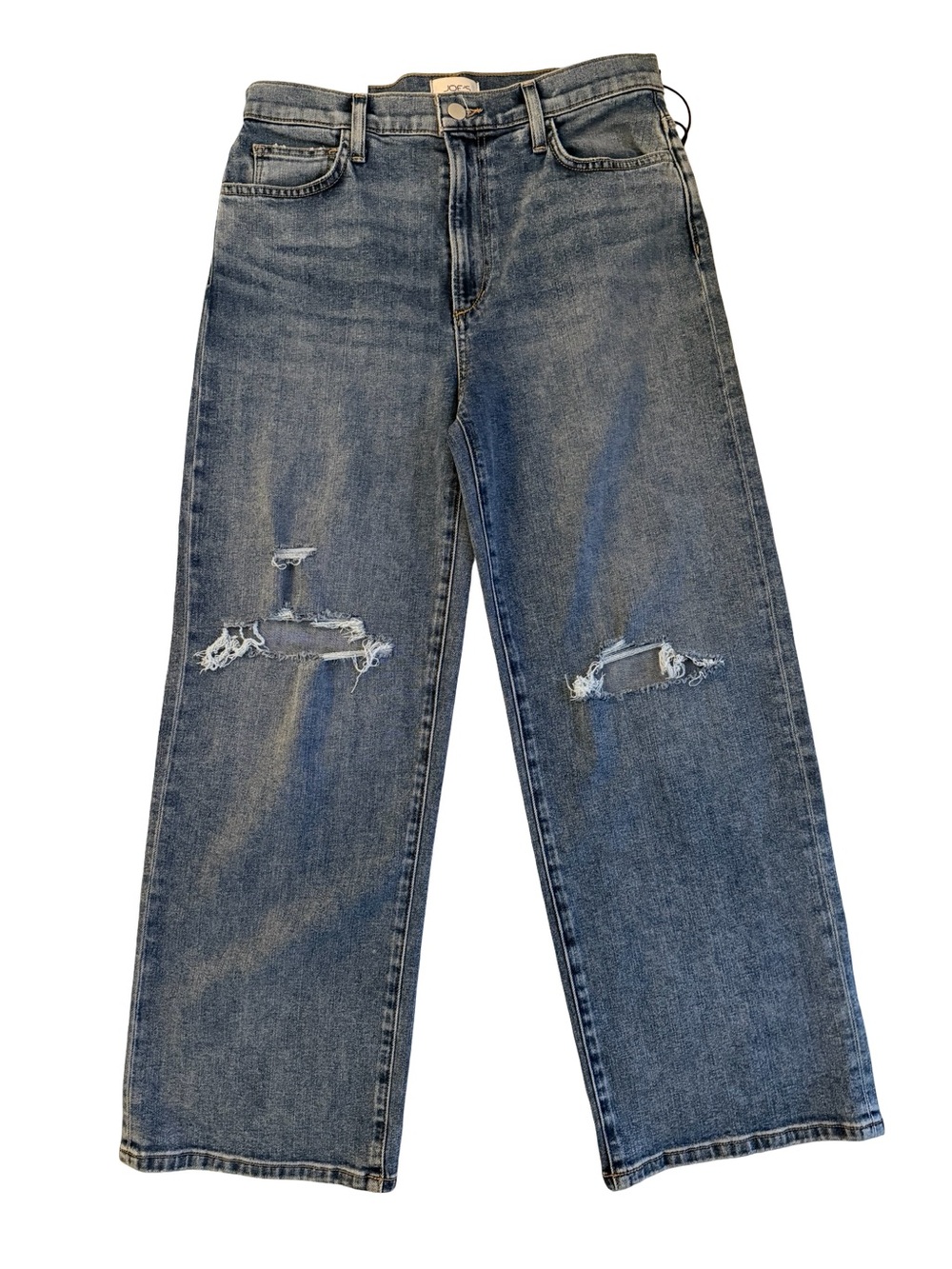 Joe's Jeans Women's Blake Wide-Leg Distressed Mid-Blue Crop Jeans